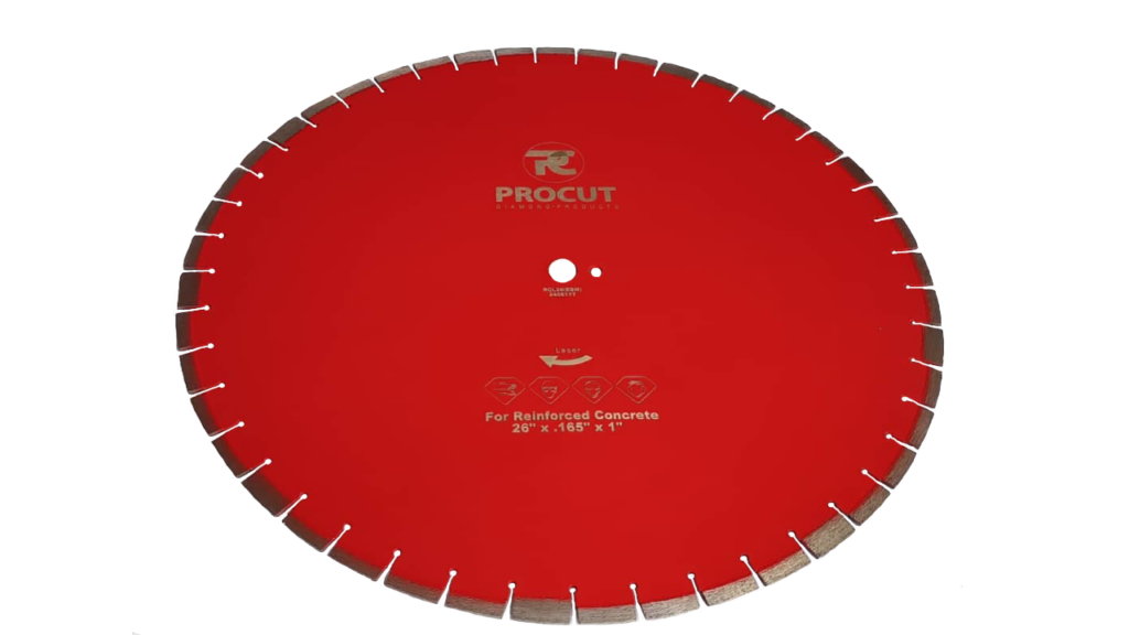 Red Diamond Blade for Abrasive Concrete - High Horsepower Diesel Slab Saws, Long Life, Fast Cutting, Western Canada